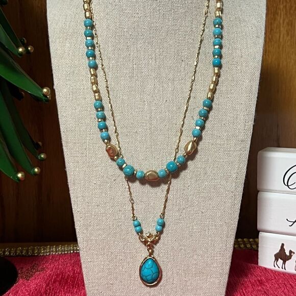 NWT Patricia Nash Double Mod Short Multi Strand Necklace - Egyptian Gold - Picture 1 of 8